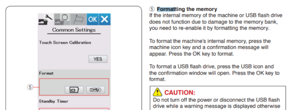 screenshot from instruction manual: formatting USB