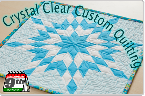 Crystal Clear Custom Quilting event December 9th:  blue snowflake quilt