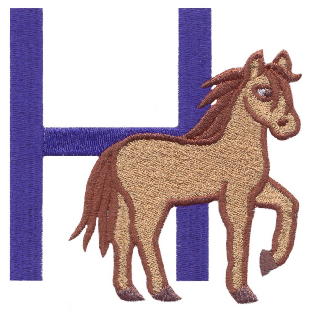 Children's Alphabet Letter H  Horse (Large) (AB923) Embroidery Design by Stitchitize