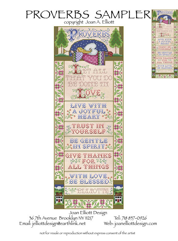 Proverbs Sampler Cross Stitch Pattern Embroidery Patterns By Joan Elliott