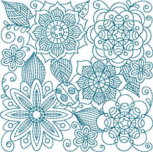 Bluework Floral Quilt Block 2 / Small