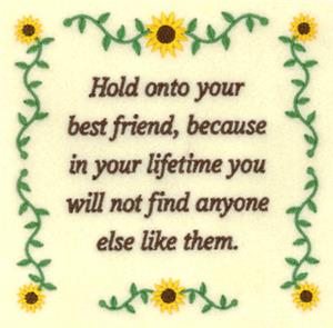 Hold onto Best Friends Embroidery Design by Starbird Inc.