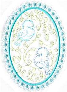 Oval Border with Birds and Decorative Edge