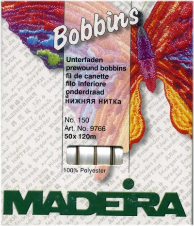 Madeira Prewound Bobbins, Size L / 50 Spools White
