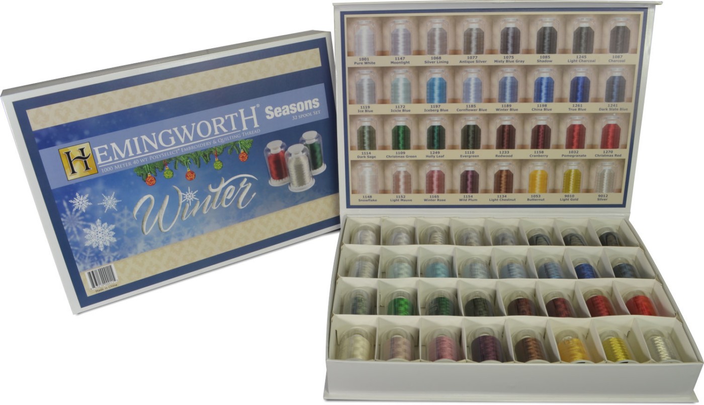 Pure White Hemingworth 1000 m Embroidery Thread Color Set 