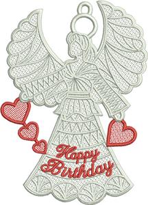 Free Standing Lace Angel ("Happy Birthday")