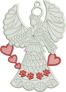 Free Standing Lace Angel (Paw Prints)