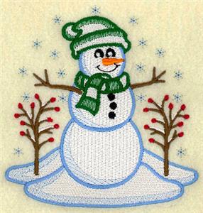 Vintage Snowman with Tree Berries Embroidery Design by Starbird Inc.