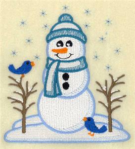 Vintage Snowman with Bluebirds