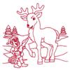 Redwork Elf with Feeding Reindeer