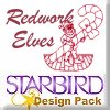 Image of Redwork Elf Workshop Scenes Design Pack