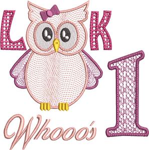 Owl Birthday Milestone 1, Girl Design (Larger)