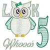 Owl Birthday Milestone 5, Girl Design (Larger)