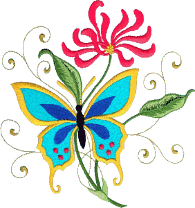 Butterfly Flower & Swirls