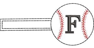 Baseball Monogrammed Keyfob Letter F