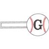 Baseball Monogrammed Keyfob Letter G