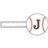 Baseball Monogrammed Keyfob Letter J