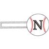 Baseball Monogrammed Keyfob Letter N