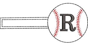 Baseball Monogrammed Keyfob Letter R