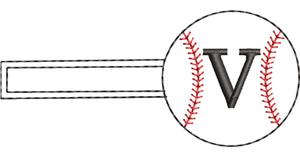 Baseball Monogrammed Keyfob Letter V
