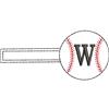 Baseball Monogrammed Keyfob Letter W