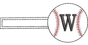 Baseball Monogrammed Keyfob Letter W