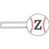 Baseball Monogrammed Keyfob Letter Z