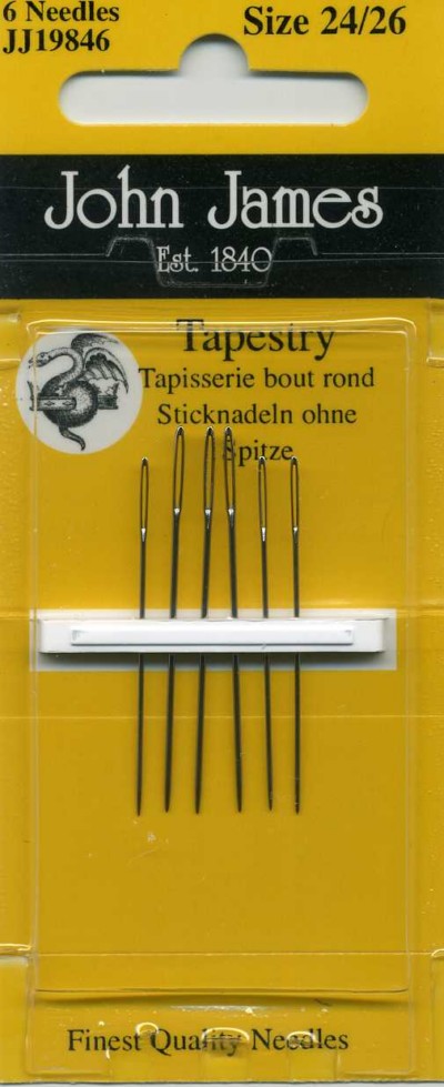 John James Standard Tapestry Needles / Sizes 24 & 26, 3 each