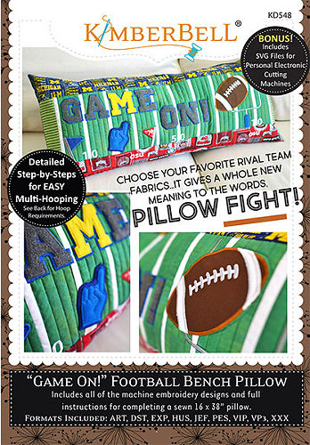 Kimberbell Game On! Football Bench Pillow, Machine Embroidery CD