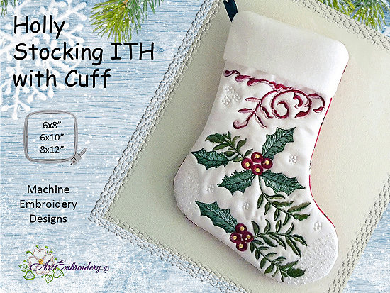ITH Holly Stocking with Cuff