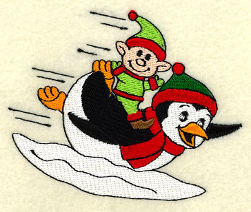 Penguin Sliding with Elf