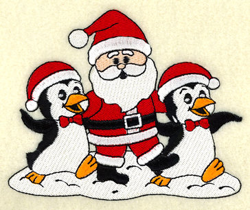 Penguins Dancing with Santa