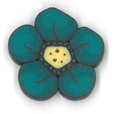 Large Teal Wildflower Button