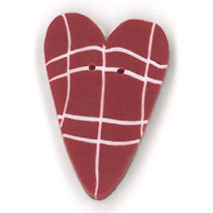 Red Plaid Heart Button