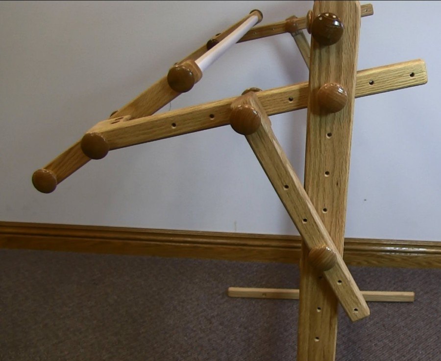 Sideview of a set up floorstand
