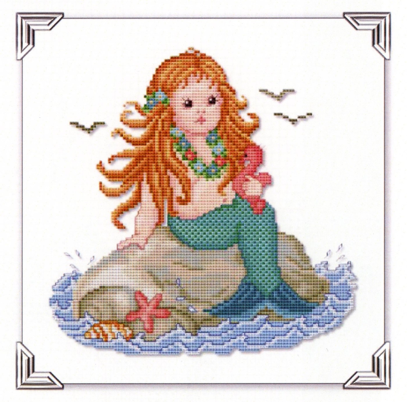 Mermaid Counted Cross Stitch Pattern Embroidery Patterns by Ellen