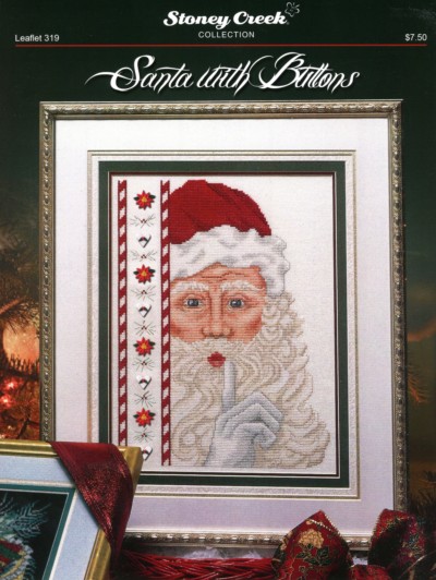 Santa With Buttons Cross Stitch Pattern