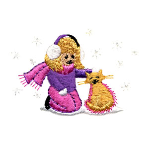 Girl & Cat in Snow