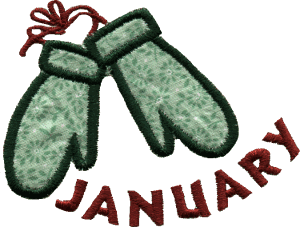 Rustic Mittens with January Lettering
