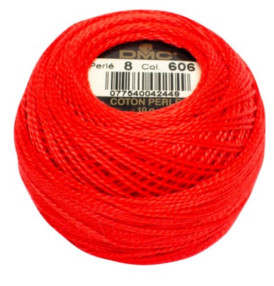 DMC Pearl Cotton Balls Article 116 Size 8 / 606 Bright Orange-Red