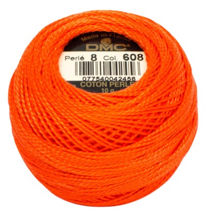 DMC Pearl Cotton Balls Article 116 Size 8 / 608 Bright Orange