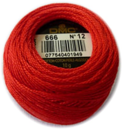 DMC Pearl Cotton Balls Article 116 Size 12 / 666 Bright Red