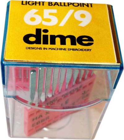DIME Home Machine Embroidery Needles, 20 Count / 65/9 Light Ball Point