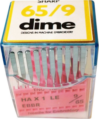DIME Home Machine Embroidery Needles, 20 Count / 65/9 Sharp Point