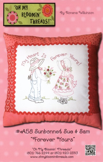 Sunbonnet Sue and Sam, "Forever Yours" Embroidery Pattern