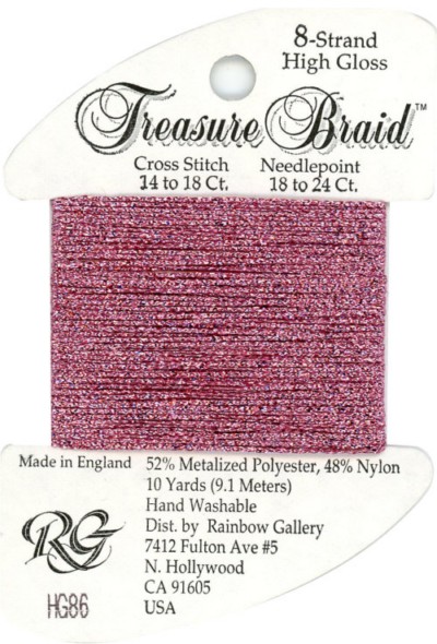 Rainbow Gallery Treasure Braid Size #8 / HG86 Pink High Gloss