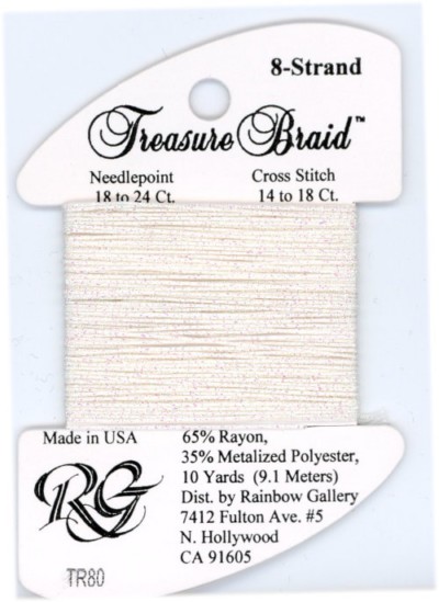 Rainbow Gallery Treasure Braid Size #8 / TR80 White Pearl DISCONTINUED, while supplies last