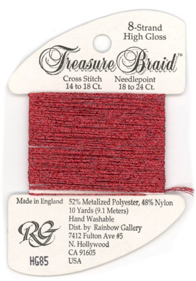 Rainbow Gallery Treasure Braid Size #8 / HG85 Red High Gloss
