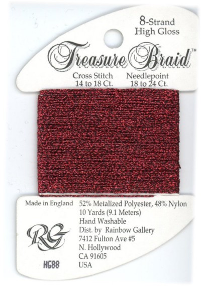 Rainbow Gallery Treasure Braid Size #8 / HG88 Christmas Red High Gloss