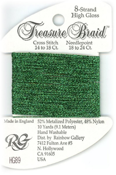 Rainbow Gallery Treasure Braid Size #8 / HG89 Christmas Green High Gloss